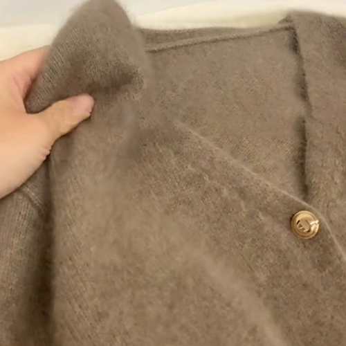 Свитер, демисезонный кардиган, трикотажная куртка, оверсайз, V-образный вырез, в стиле Шанель