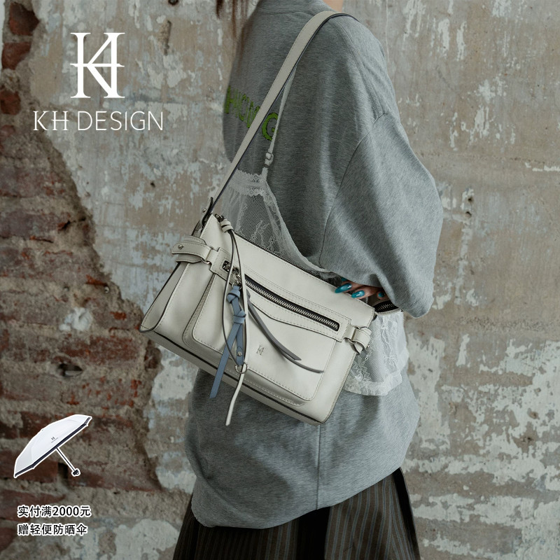 Khdesign Meiji Women's Bag Genuine Leather Light Luxury Shoulder Bag High-End Casual Crossbody Bag First Layer Cowhide Small Bag
