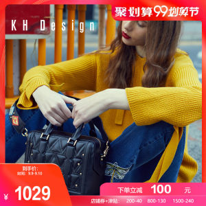 KHDesign明治真皮女包宽肩带手提包2019新款单肩包潮流通勤包小包