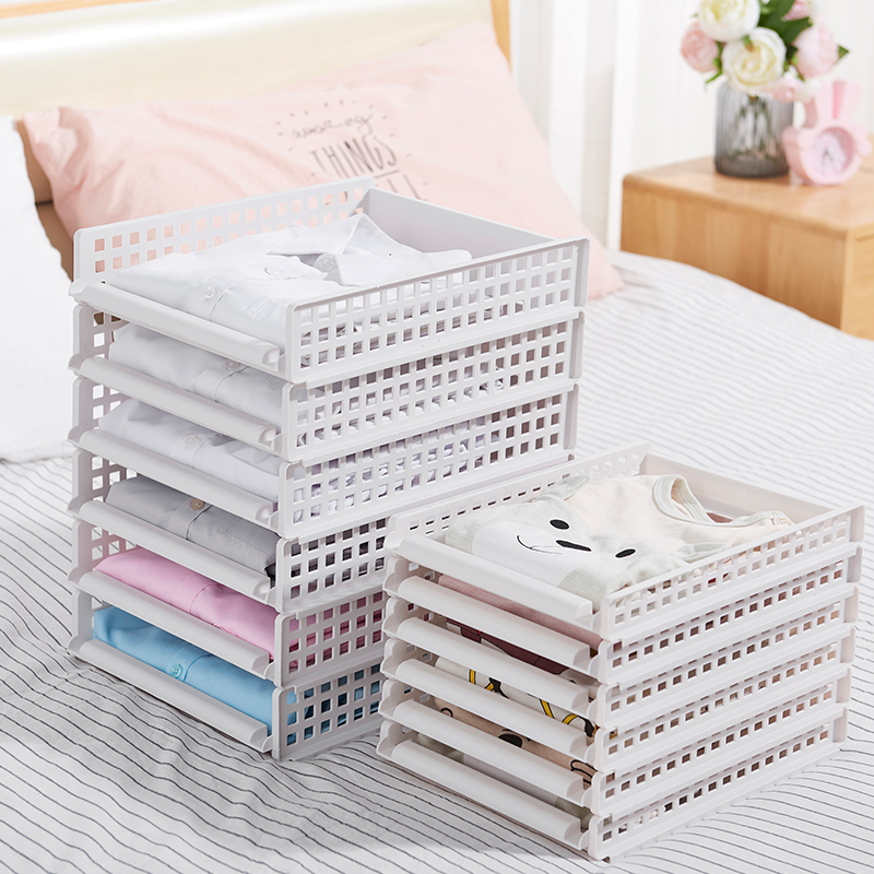 Clothes storage box drawer storage basket plastic partition multi-layer wardrobe organizer wardrobe storage box rack