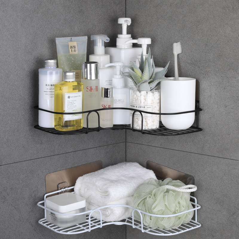 Powder room wash rack Toilet suction wall tripod Kitchen wall storage bathroom punch-free corner shelf