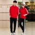Bộ đồ thể thao nam mùa xuân và mùa thu cotton áo len trùm đầu quần thể thao Người yêu nữ mặc quần áo thể thao - Thể thao sau Thể thao sau