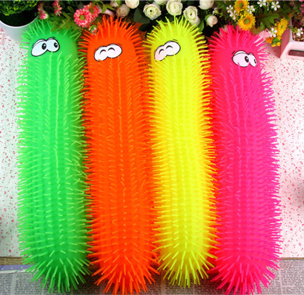 Hot-Selling Street Market Night Market Big Caterpillar Squishy Ball Glowing Toy Dense Hair Ball Children's Day Christmas Gift Flashing Ball