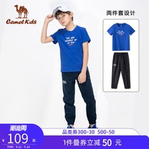 Camel childrens clothing boys summer suit 2021 new childrens foreign style sportswear in childrens short sleeve two-piece set