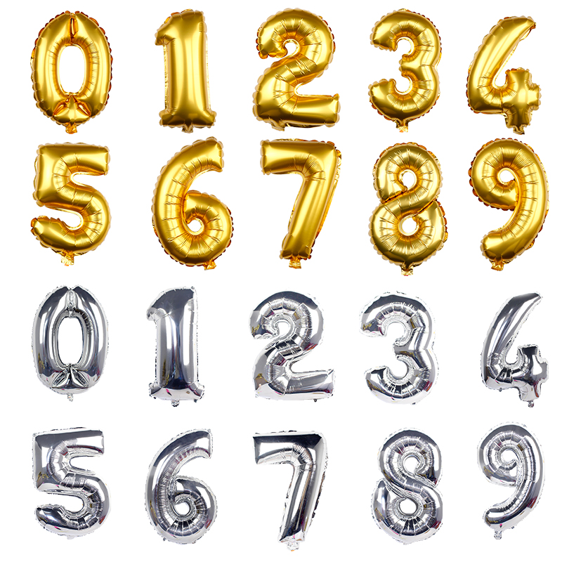 Wedding supplies gold digital aluminum foil balloon 0-9 digital balloon celebration birthday decoration aluminum foil balloon
