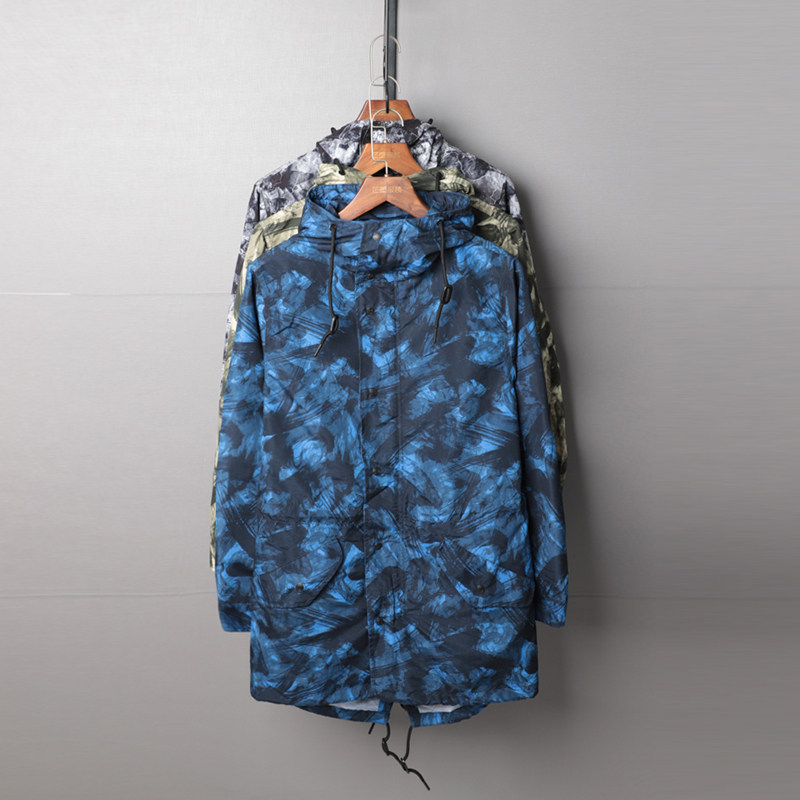 Foreign trade original single tail goods Autumn and winter models men's casual windbreaker long hooded windproof outside large size loose coat