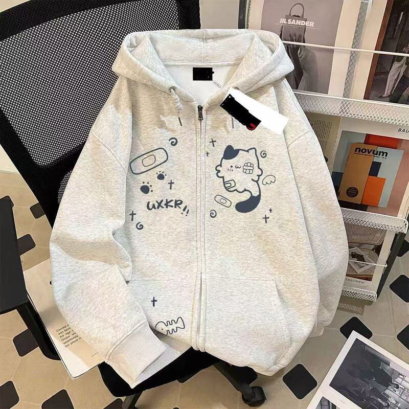 2026 Cat Hooded Zipper Sweatshirt for Boys and Girls, Korean Style Cute Print, Cardigan Jacket for Older Children, Student Top 2026 Cat Hooded Zipper Sweatshirt for Boys and Girls, Korean Style Cute Print, Cardigan Jacket for Older Children, Student Top