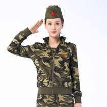 Camouflage jacket womens suit Western style winter and winter trousers Chinese mother sailor square dance suit spring and autumn new men