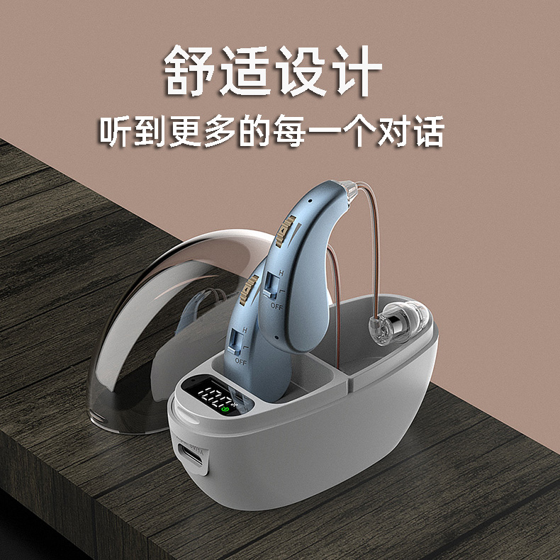 両耳補聴器ヘッドフォン補聴器耳かけ型増幅ヘッドフォンサウンドアンプ充電式高齢者用サウンドコレクター新品