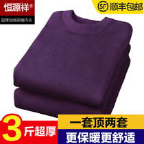 Hengyuanxiang Ms. thermal underwear super thick plus velvet padded suit womens high collar cold-proof middle-aged and elderly autumn and winter