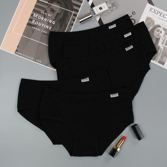 Girls pure cotton black underwear ladies gray simple