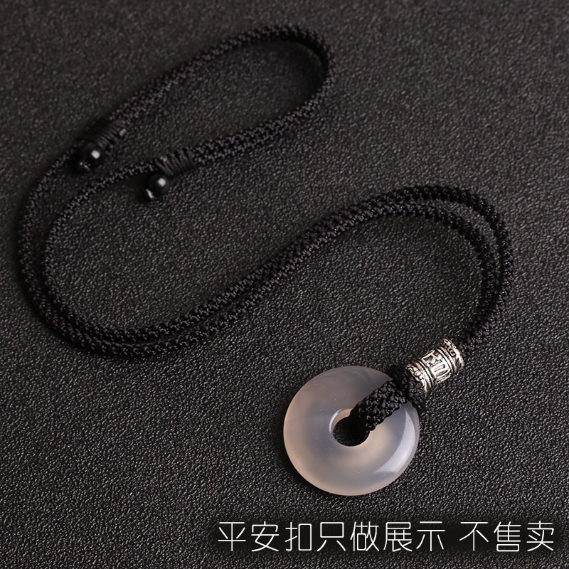925 Silver Black Neck Chain Without Tying, Special Chain for Peace Pendant, Braided Rope Necklace Cord, Men's High-End Style