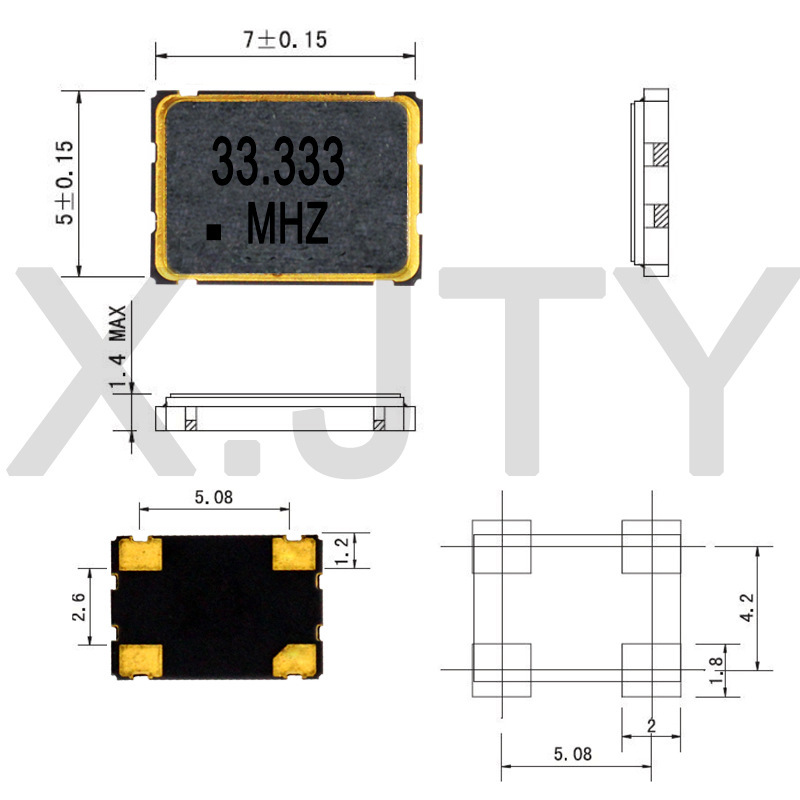 SMD7050 Active crystal oscillation 33 333MHZ patch crystal oscillator built-in capacitor bell vibration voltage 3 3V