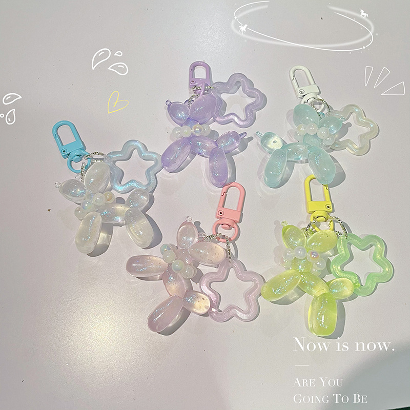 Xiaohongshu Same Style Laser Luminous Balloon Dog Keychain Pendant, High-Value, Simple, Cute Baby Pendant for Best Friends