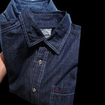 Simple foreign trade Daily single export factory cut tail single mens cotton washed denim long sleeve shirt casual shirt