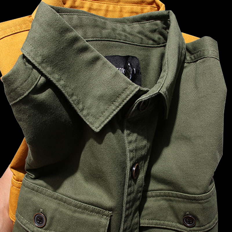 Hard Longwind Day Single Exit Foreign Trade Men's Clothing Factory Cut Mark Tail Single Twill Yarn Card Tooling All-cotton Long Sleeve Shirt