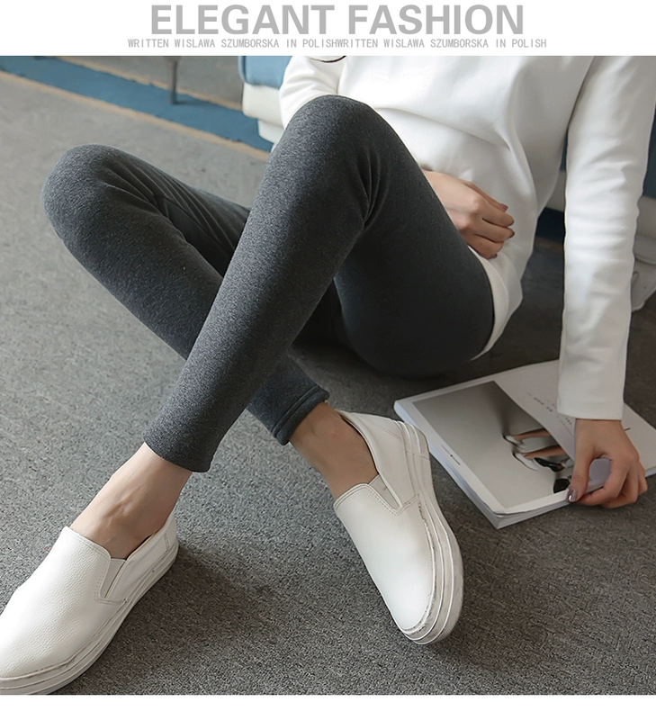 Quần legging nữ mặc mùa đông cộng nhung nhung dày mm cộng với phân XL ấm chân mỏng 9 quần cotton quần legging ngố