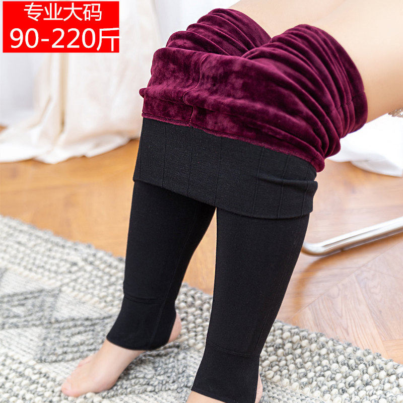 Autumn winter extra-large code plus suede thickened beating underpants 200 catty women fat mm outwear high waist lamb suede plus fattening up-Taobao
