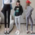 Quần legging cotton 8 điểm nữ mặc mùa xuân 2020 và phần mỏng lưới màu đỏ đai chữ XL thể thao bó sát thủy triều chín điểm - Quần tây thường