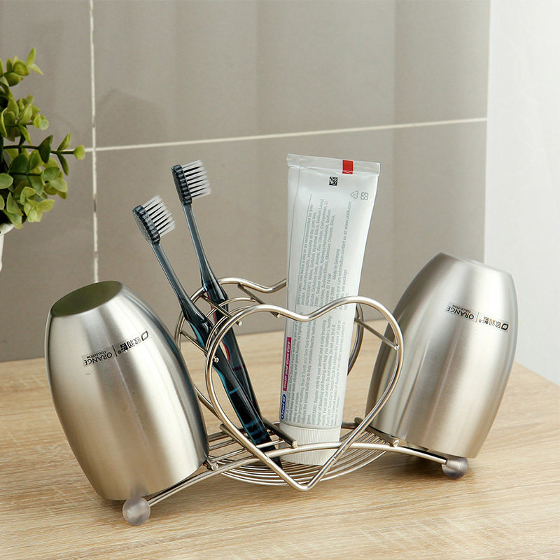 304 Stainless Steel Wash Cup Suit Gargling Cup Toothbrush Cup Creative Minima Couple three-four-mouth House Brushing Cup