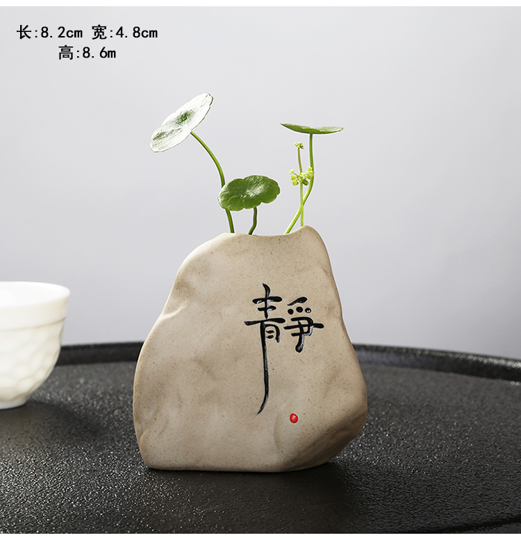 Đá giả đá trang trí phòng khách bình hoa văn hóa nước Zen gốm trang trí nhà màu xanh lá cây thủy canh container - Vase / Bồn hoa & Kệ bình cắm hoa gốm sứ