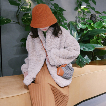 Lamb hair imitation rabbit hair brush flower lady grade plush coat female winter short thick apricot hair top