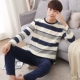 Bộ đồ ngủ nam dài tay cotton trẻ trung mùa xuân và mùa thu mỏng mùa hè bộ khủng long