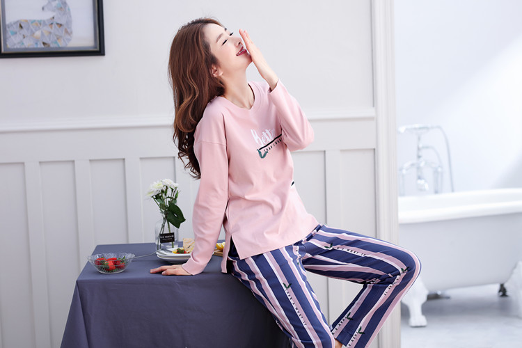 Đồ ngủ nữ mùa xuân và mùa thu cotton dài tay mùa hè Học sinh tươi mới Phiên bản Hàn Quốc của mùa đông lỏng lẻo có thể mặc bên ngoài dịch vụ mặc nhà hai mảnh bộ đồ mặc nhà