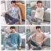 Bộ đồ ngủ nam dài tay cotton trẻ trung mùa xuân và mùa thu mỏng mùa hè bộ khủng long Nam giới