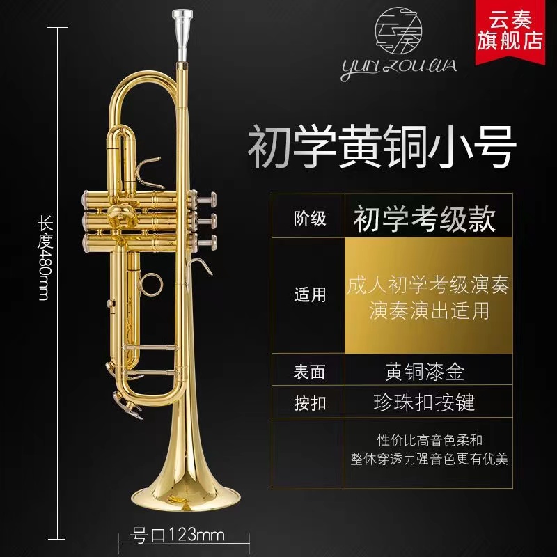 American Cloud Ensemble YZ-37S silver plated trumpet instrument descending B-integrated student beginner class adult band-Taobao