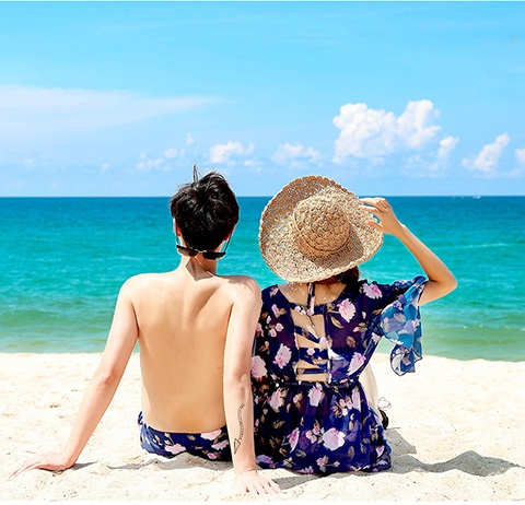 Cặp đôi đồ bơi phù hợp với bikini ba mảnh che bụng áo tắm nữ bảo thủ bên bờ biển tuần trăng mật cặp đôi đồ bơi set đồ đôi đi biển