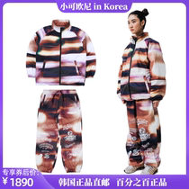 South Korea 2223BSRABBIT new single and double board waterproof tie-dye gradient cotton clothing for men and women fashionable and trendy ski clothing suit