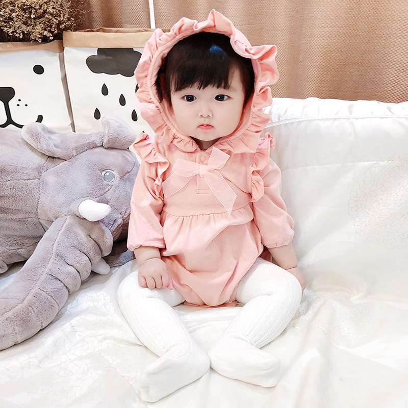 South Korean baby clothes baby girl autumn clothing princess Yanites 0-1-year-old toddler bag fart with female baby full moon