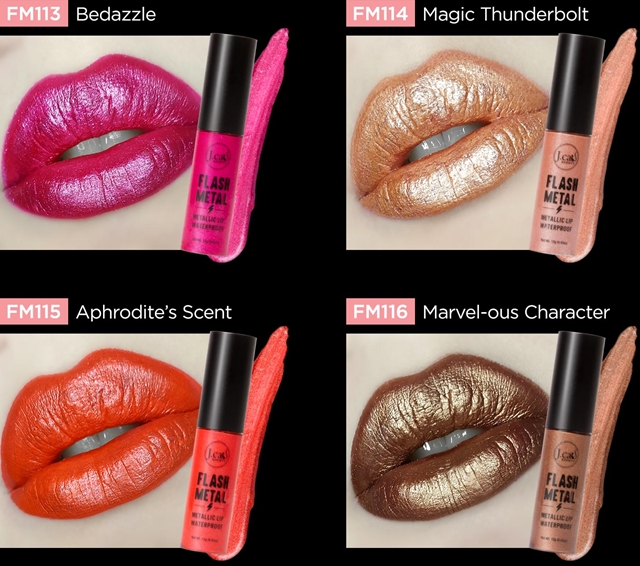 J.CAT JCAT FLASH KIM LOẠI Không Thấm Nước Matte Kim Loại Son Môi Son Môi Lỏng a22 black rouge