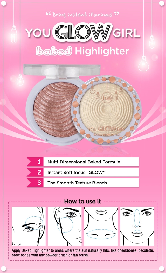 J.CAT JCAT BẠN GLOW GIRL BAKED HIGHLIGHTER Baking Làm nổi bật 8.5G tạo khối nyx