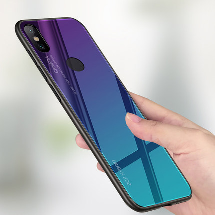 小米6X手机壳超薄小米6玻璃壳渐变炫彩5X保