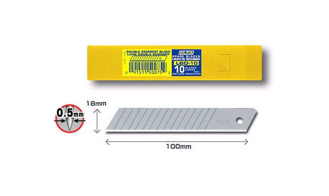 Imported Japanese OLFA European hair LBD-10 18MM large utility knife blade 0 5MM thickness multi-section