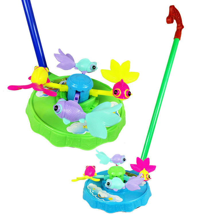 Hand push toddler push toy infants and young children push push music toy to help walk hand push goldfish plate baby 9-12 months