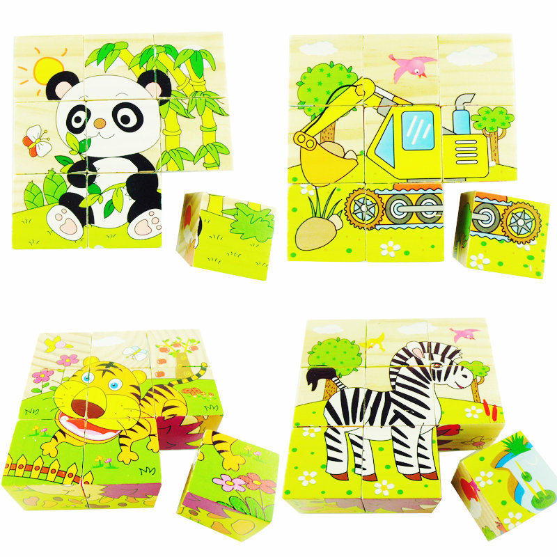 9-piece three-dimensional puzzle accumulation wood 3-4-5-6-7-year-old baby young children early lessons intellectually showy mix of toys