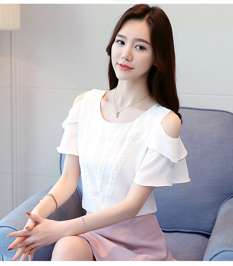 实拍739#夏季短袖女雪纺衫2018夏装新款上衣