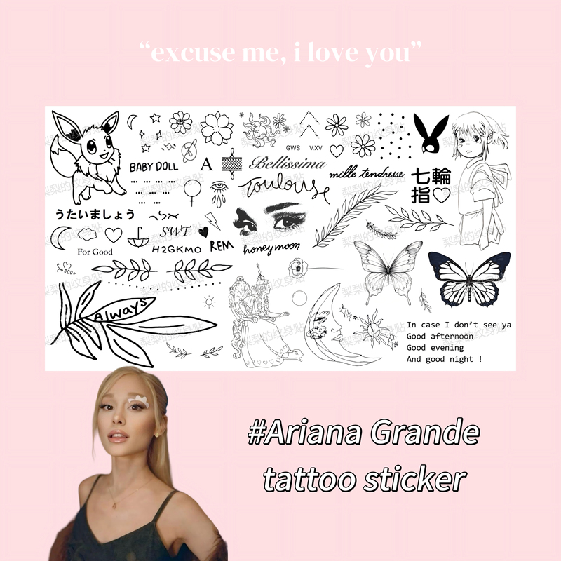 Ariana Grande Style Tattoo Stickers, Pear-Shaped Tattoo Stickers LAOSHU