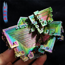 Bismuth crystal 385g rainbow single crystal ornaments Mineral crystal Qishi rough stone specimen Ore metal collection jewelry