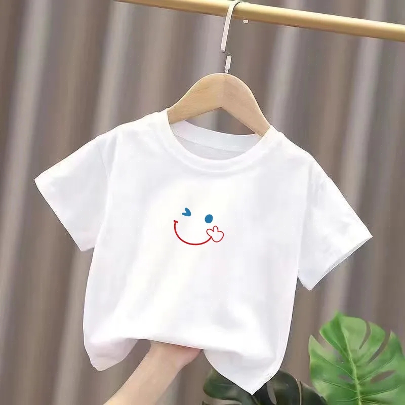 Pure Cotton Summer Short-Sleeve T-Shirt for Boys and Girls, Children's 2026 New Style, Trendy White Top for Toddlers and Infants