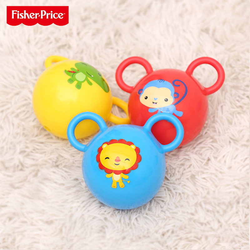 Fisher-Price Baby Toy Handle Ball Rattle Ball Sensory Integration Training Ball 6-12 months baby hand grip ball Leather Ball