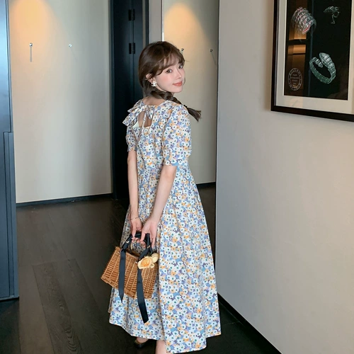 Летняя одежда для беременных, платье, летняя модная длинная юбка, V-образный вырез, средней длины, коллекция 2021, в корейском стиле