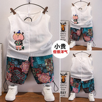 Childrens cotton cotton suit summer dress childrens vest shorts two pieces of summer baby summer dress