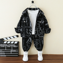 Boys autumn suit 2021 foreign style new childrens fashion fried street baby spring and autumn tooling two-piece tide clothes