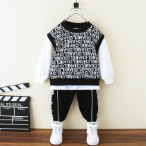  Childrens autumn clothes boys spring and autumn suit 2021 new Western style fashion boy casual handsome two-piece suit