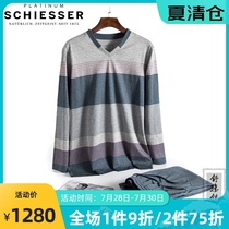 Germany Shuya platinum silky cotton pajamas mens spring striped mens home clothes long-sleeved suit 99-17537H