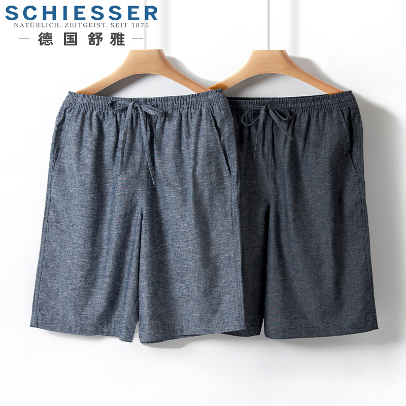 German Shuja Platinum Jalcotton Linen Sleeping Pants Men's Spring Summer Season Men's 50% Pants Outside Wearing Home Shorts 50% Pants